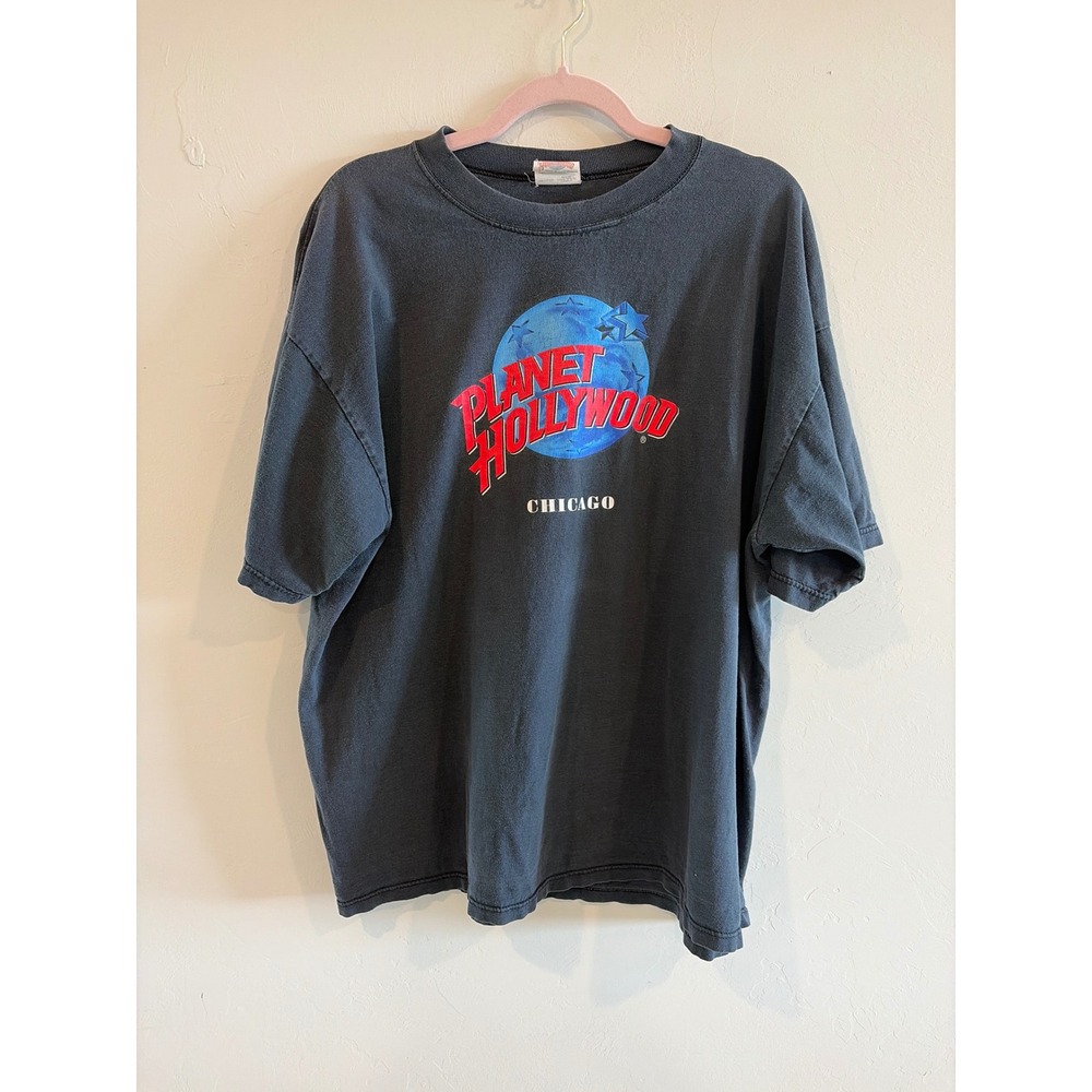 Vintage 1991 Planet Hollywood Chicago T-Shirt XL Black Single Stitch Made in USA